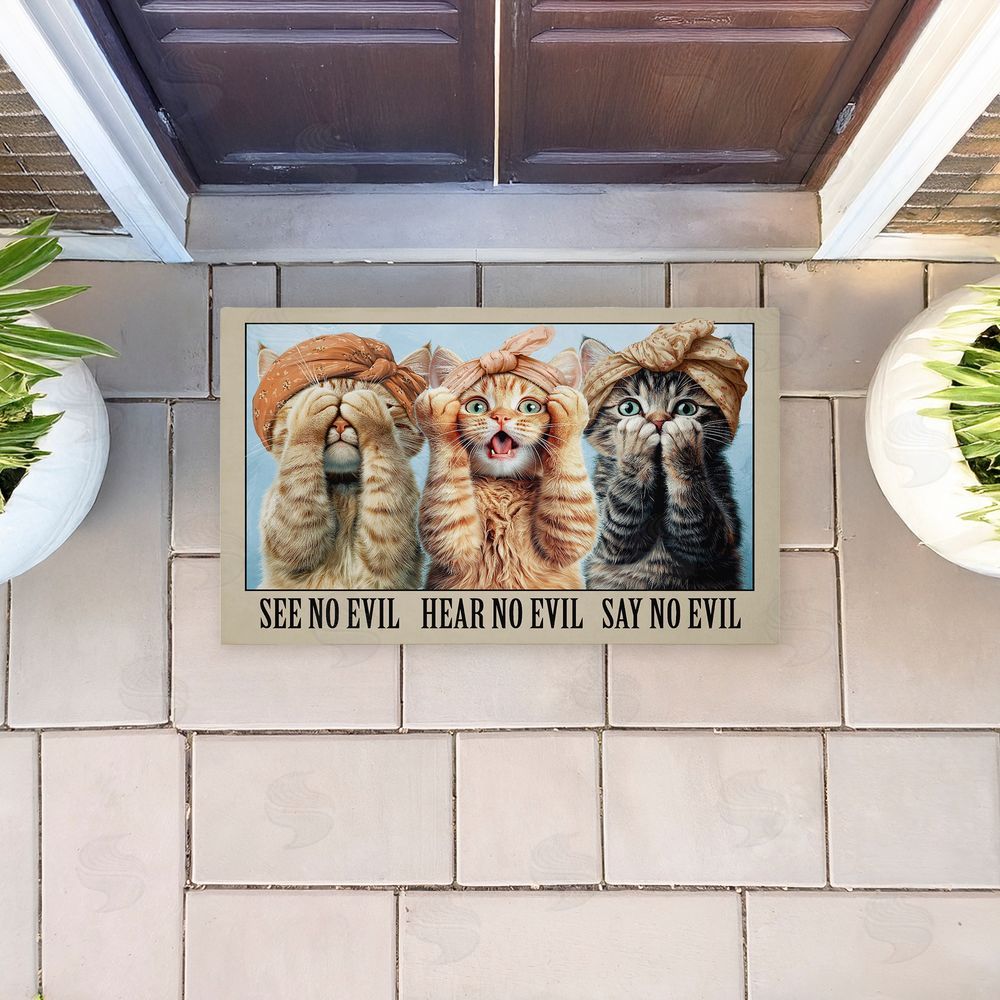 Jim Baldwin | No Evil Cats Trio Non-Woven Door Mat