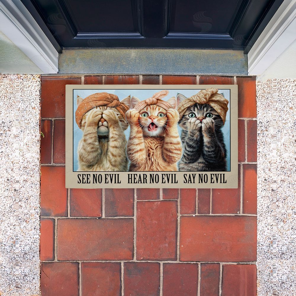 Jim Baldwin | No Evil Cats Trio Non-Woven Door Mat
