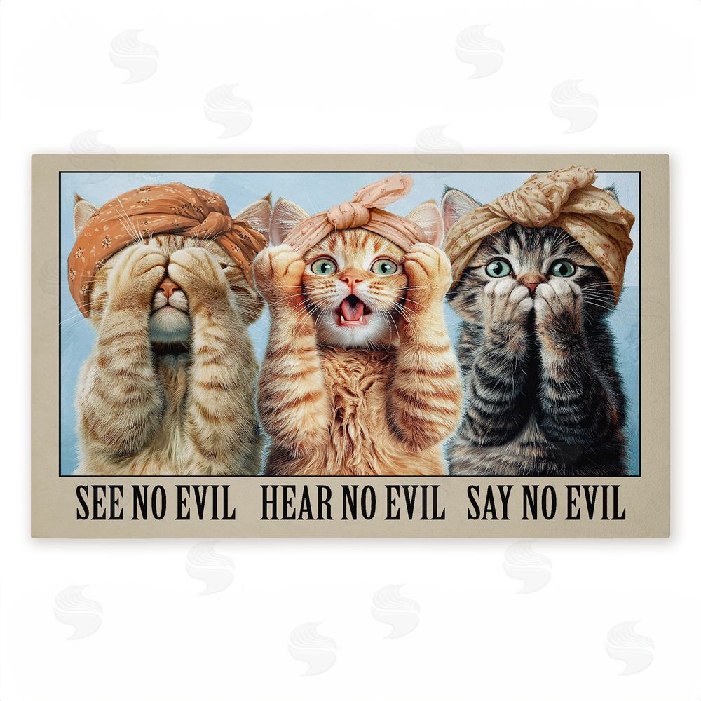 Jim Baldwin | No Evil Cats Trio Non-Woven Door Mat