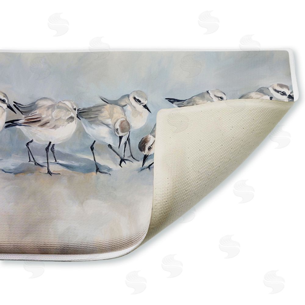 Ramona Murdock | Shore Birds In A Line Plush Bath Mat
