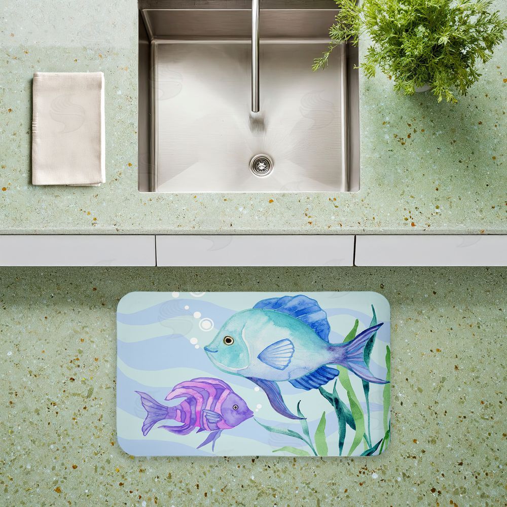 Audrey Jeanne Roberts | Fun Fish Blue & Purple Anti-Fatigue Mat