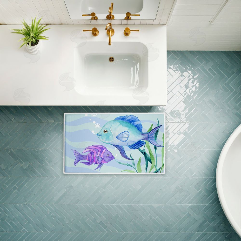 Audrey Jeanne Roberts | Fun Fish Blue & Purple Plush Bath Mat