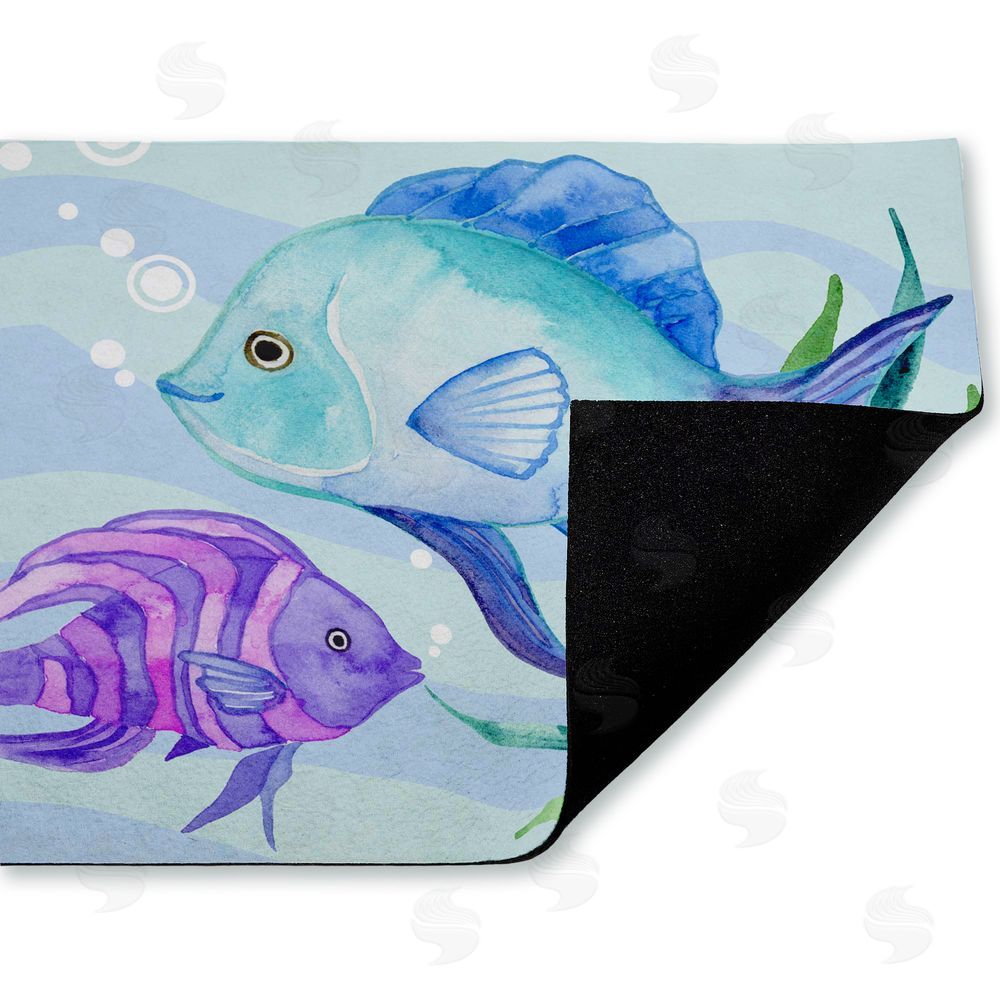 Audrey Jeanne Roberts | Fun Fish Blue & Purple Non-Woven Door Mat