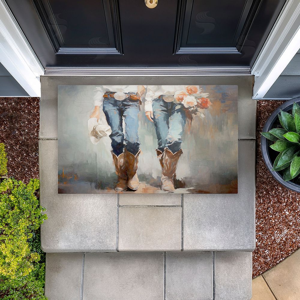 Ramona Murdock | I'll Be Me Floral Cowgirl Non-Woven Door Mat