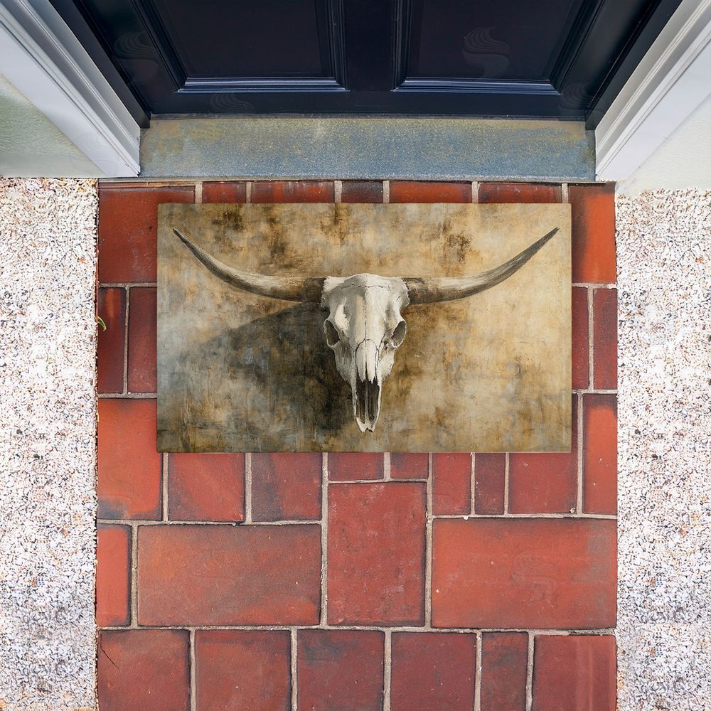 Nina Blue | Vintage Cow Skull Non-Woven Door Mat
