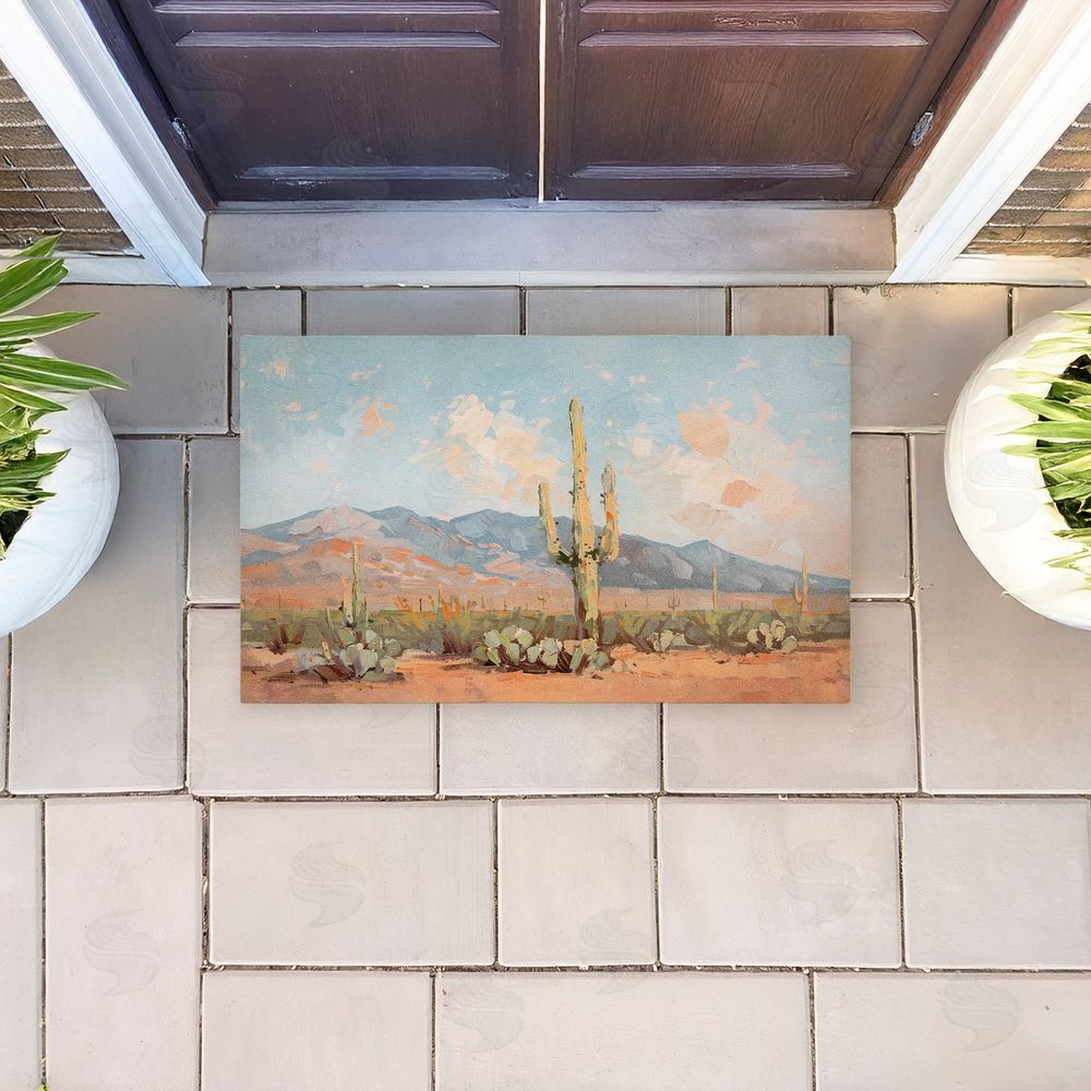 Nina Blue | Pink Desert Cactus Landscape Non-Woven Door Mat