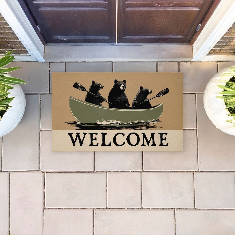 Jim Baldwin | Bears Paddling Canoe Non-Woven Door Mat