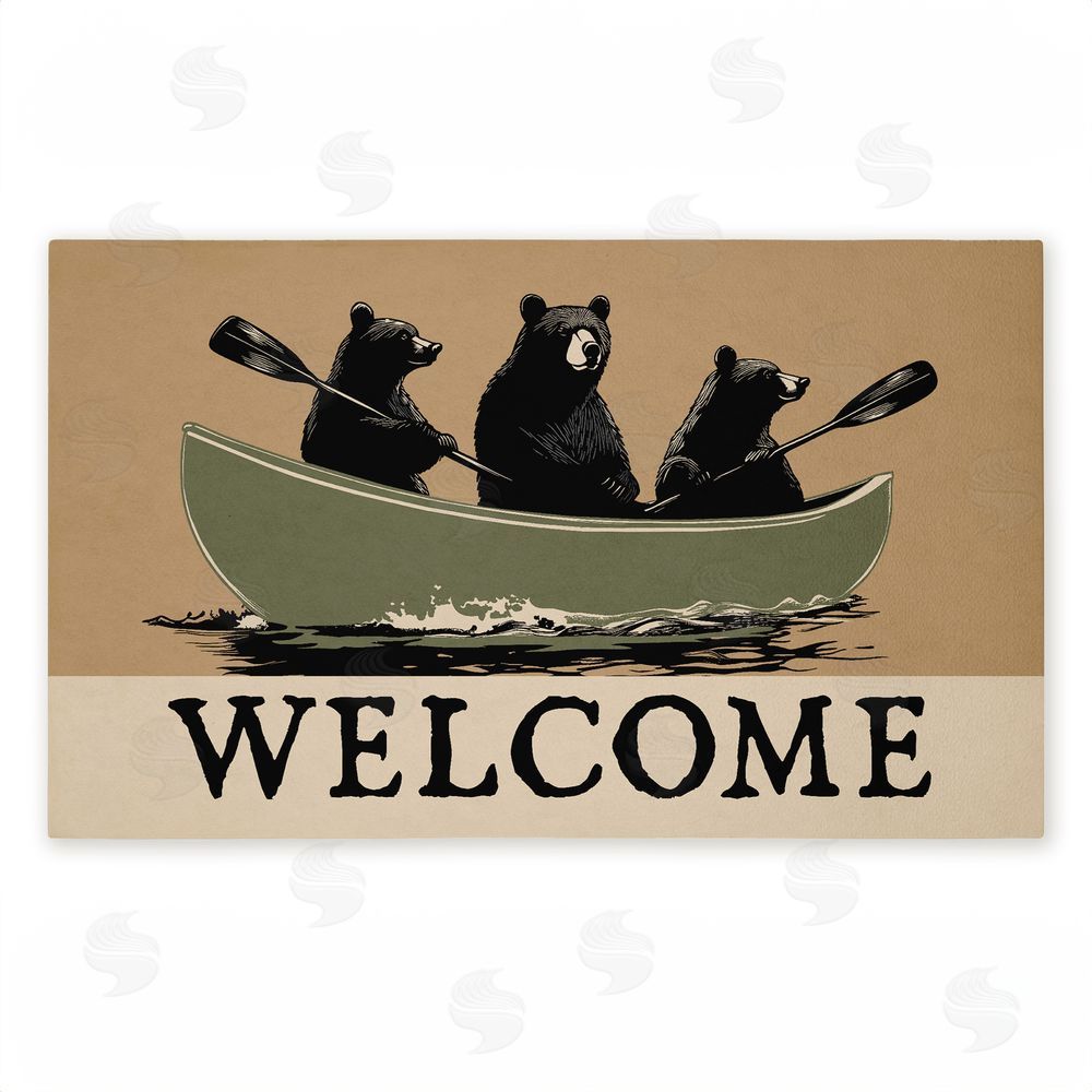 Jim Baldwin | Bears Paddling Canoe Non-Woven Door Mat