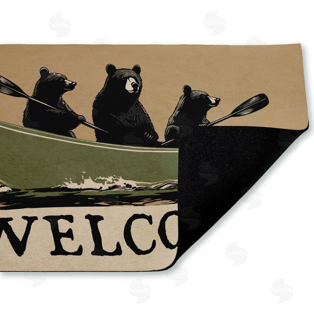 Jim Baldwin | Bears Paddling Canoe Non-Woven Door Mat