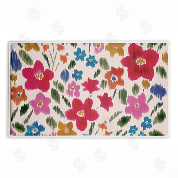Heather McLaughlin | Boho Ikat Flowers Plush Bath Mat