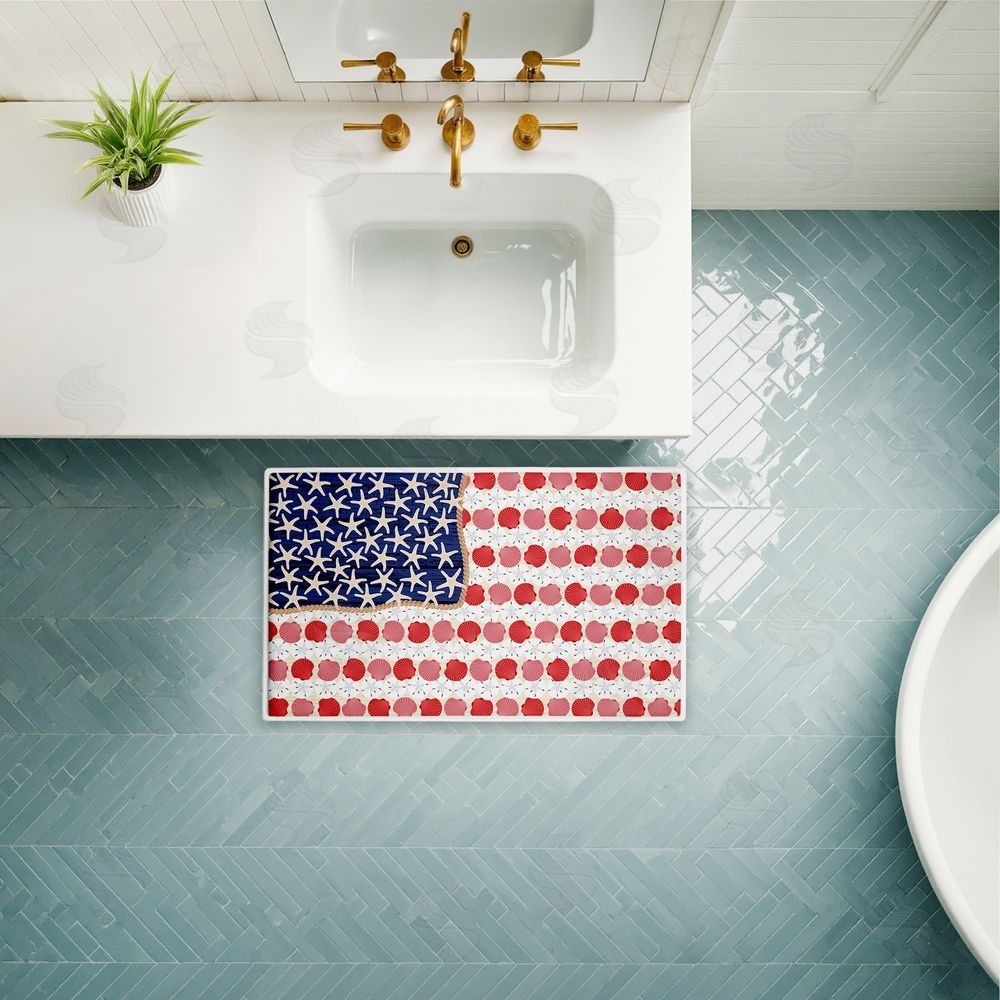Arrolynn Weiderhold | Nautical Vibe Flag Plush Bath Mat