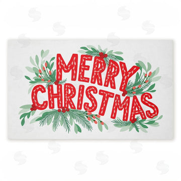 Heather McLaughlin | Merry Christmas with Seasonal Greenery Non-Woven Door Mat
