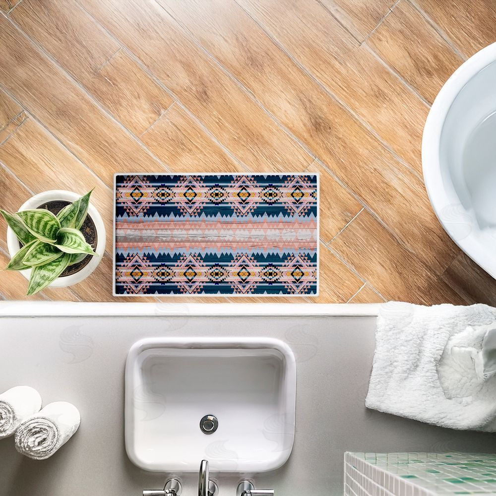 Jennifer Ellory | Geometric Boho Vibe Stripes Plush Bath Mat