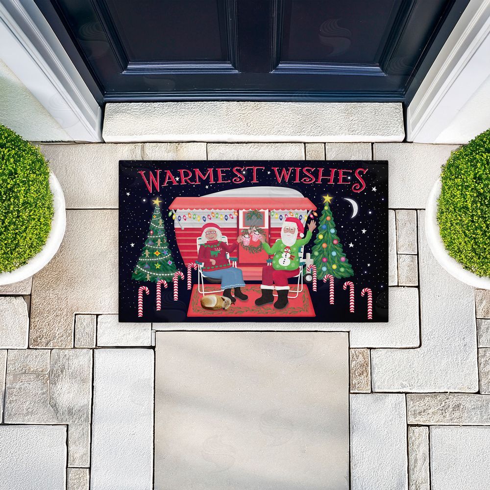 Darlene Seale | Warmest Wishes Christmas Camper Non-Woven Door Mat