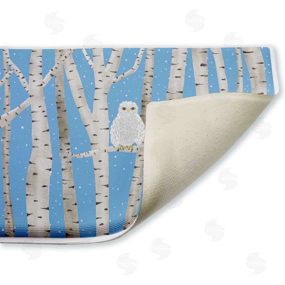 Darlene Seale | Winter Birches & Owl Plush Bath Mat