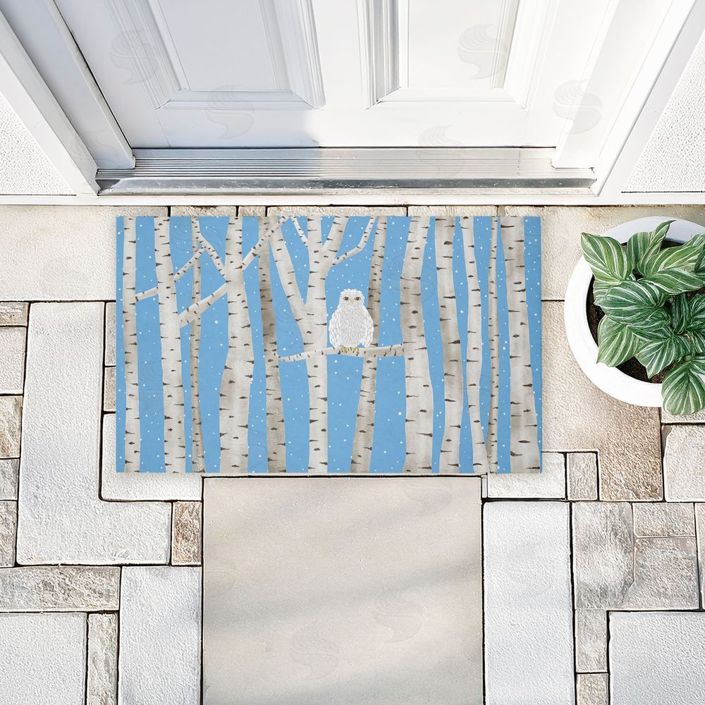 Darlene Seale | Winter Birches & Owl Non-Woven Door Mat