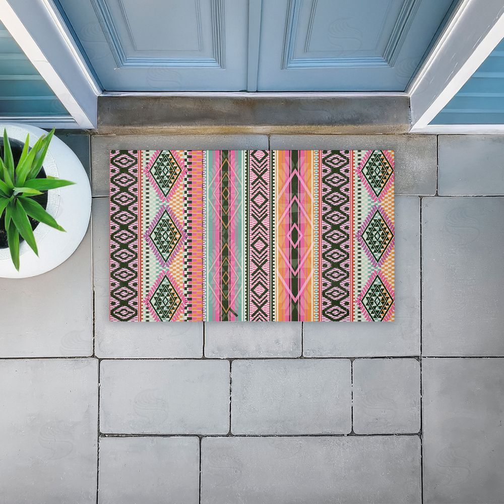 Jennifer Ellory | Boho Geometric Stripes Non-Woven Door Mat