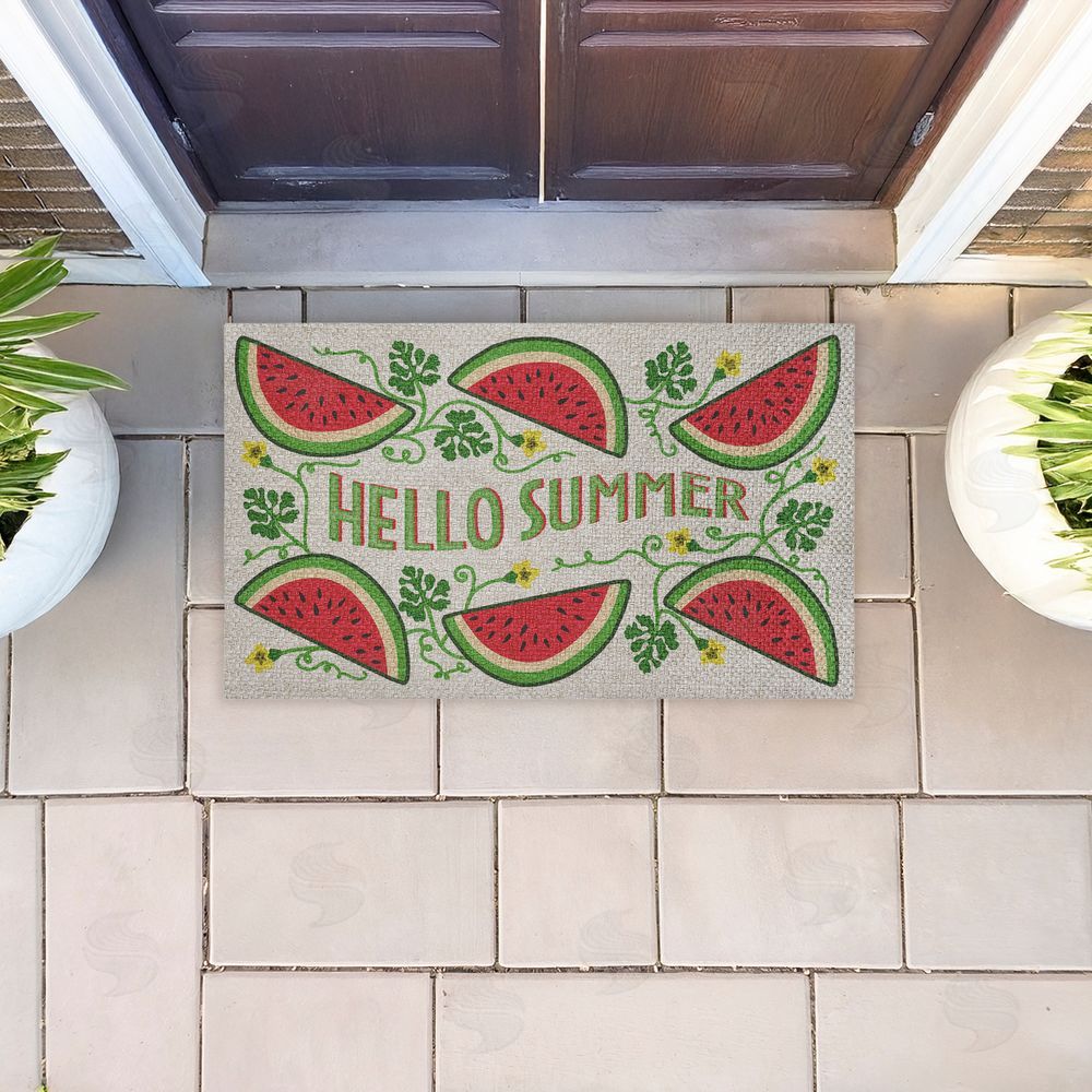 Darlene Seale | Hello Summer Watermelon Faux Sisal Door Mat