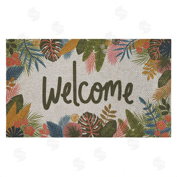 Lisa Perry Whitebutton | Whimsical Welcome Tropical Entry Faux Sisal Door Mat