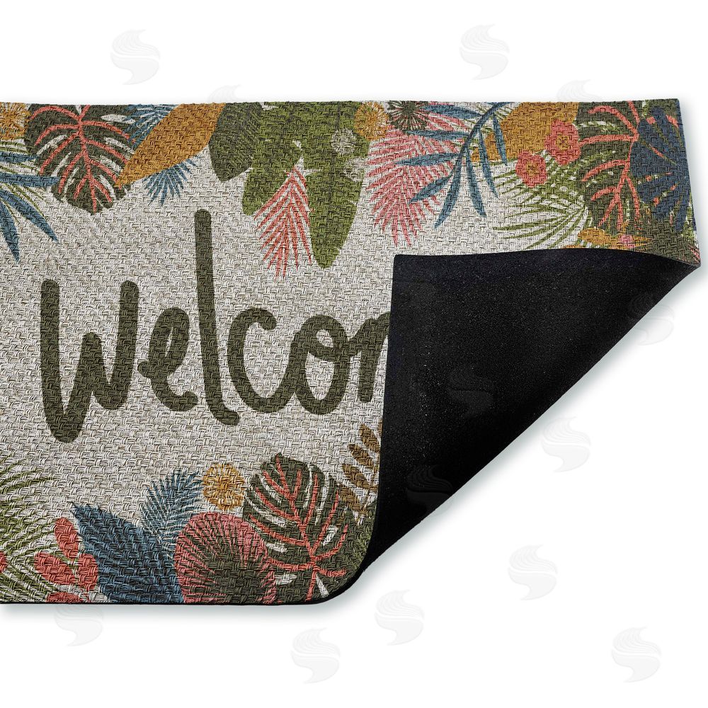 Lisa Perry Whitebutton | Whimsical Welcome Tropical Entry Faux Sisal Door Mat