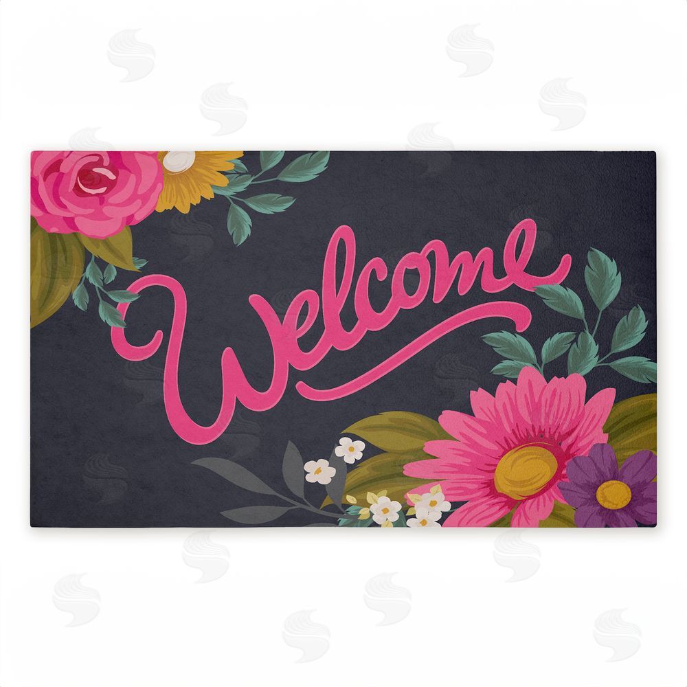 Angela Nickeas | Lovely Pink Flower Welcome Non-Woven Door Mat