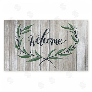 Amanda McGee | Welcome over Rustic Shiplap Non-Woven Door Mat