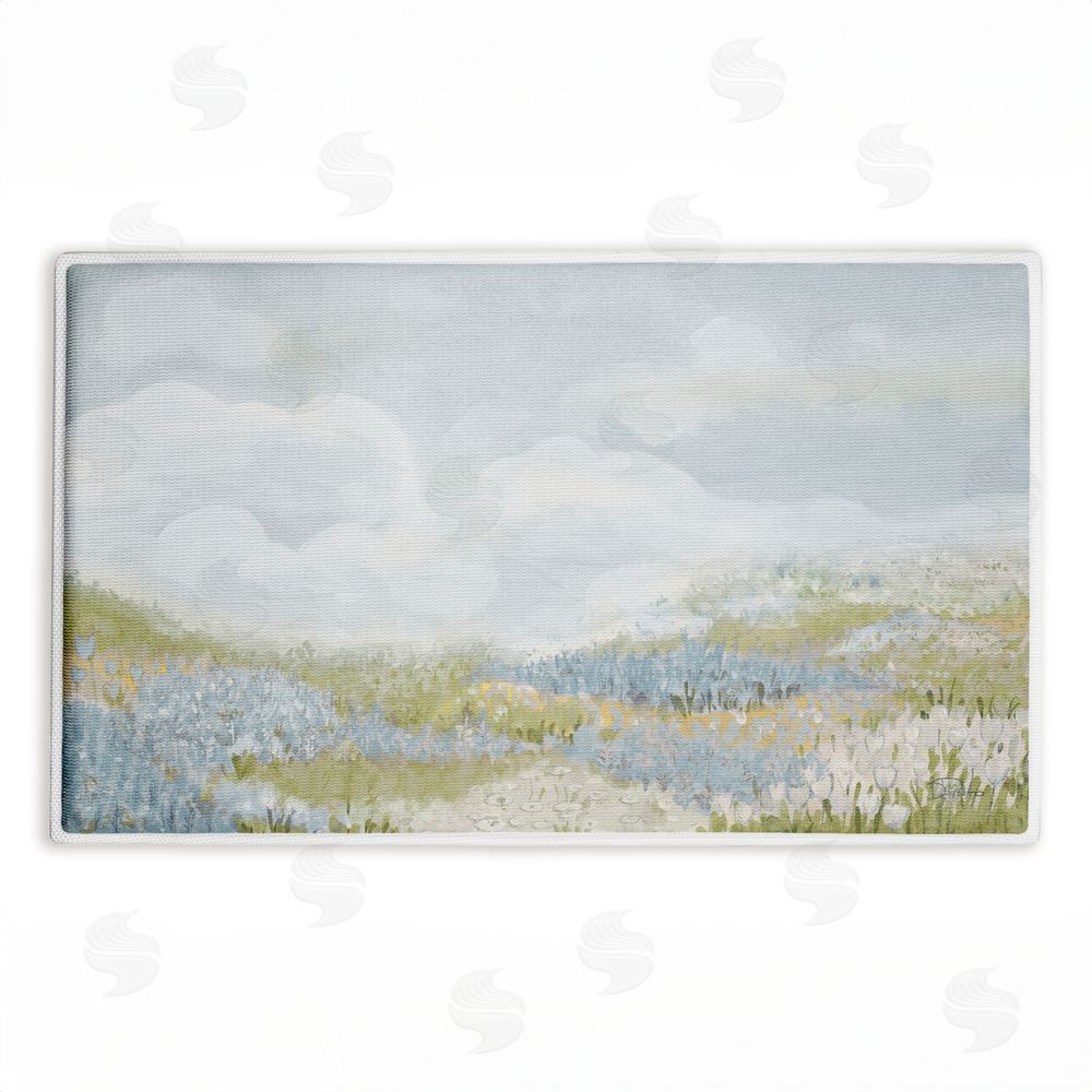Patricia Pinto | Subtle Blue Floral Meadow Plush Bath Mat