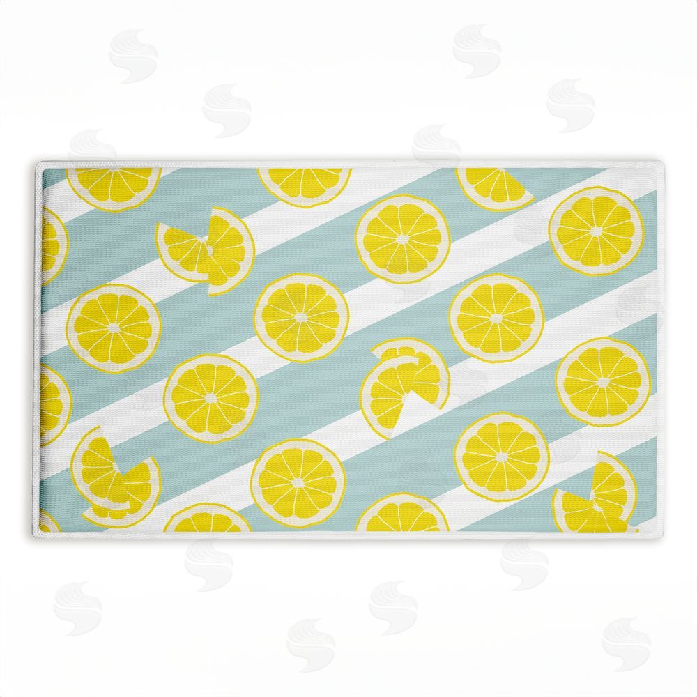 Anna Quach | Kitchen Lemony Stripes Plush Bath Mat