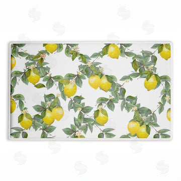 Diannart | Fruity Lemony Vine Pattern Plush Bath Mat