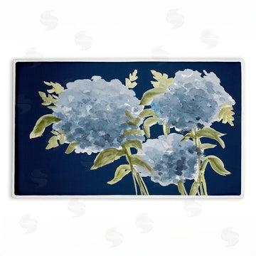 Janice Gaynor | Blue Hydrangeas Contrast Plush Bath Mat
