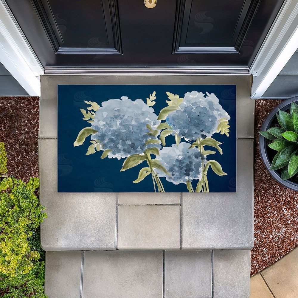 Janice Gaynor | Blue Hydrangeas Contrast Non-Woven Door Mat