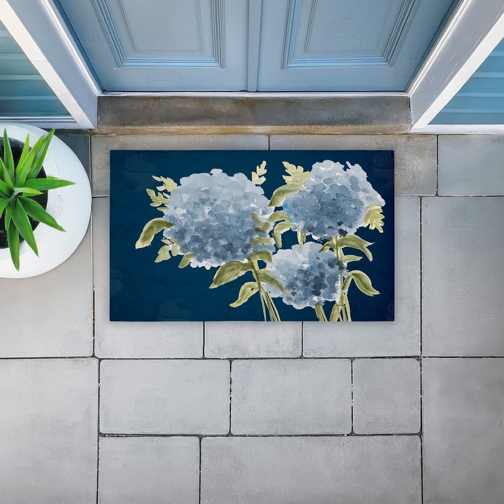 Janice Gaynor | Blue Hydrangeas Contrast Non-Woven Door Mat