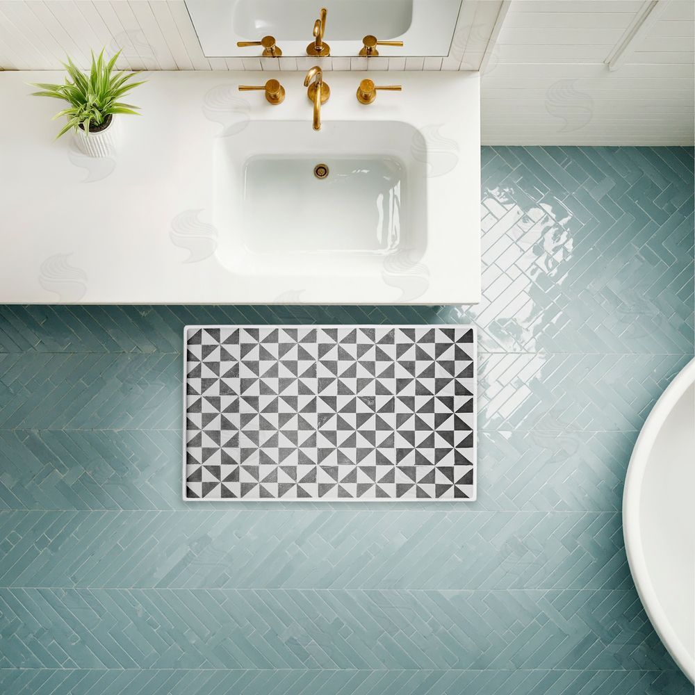 Erin Marie | Mediterranean Squares Geometric Plush Bath Mat