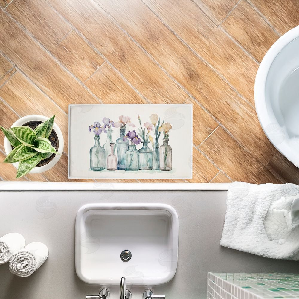 Svetlana Aleynikova | Pastel Toned Iris Vases Plush Bath Mat