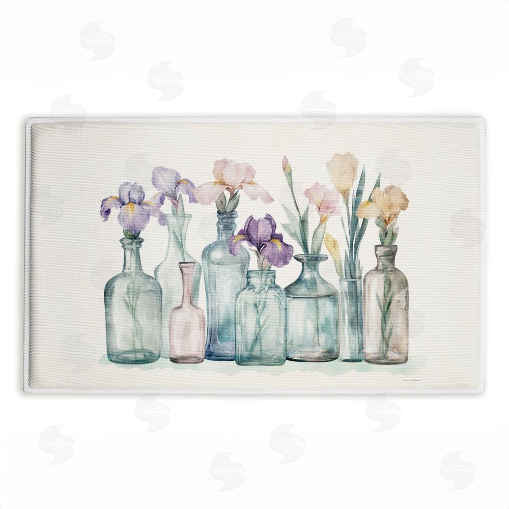 Svetlana Aleynikova | Pastel Toned Iris Vases Plush Bath Mat