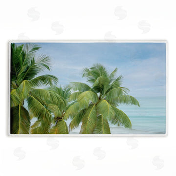 Seven Trees Design | Tropical Palms Overlooking Ocean Plush Bath Mat