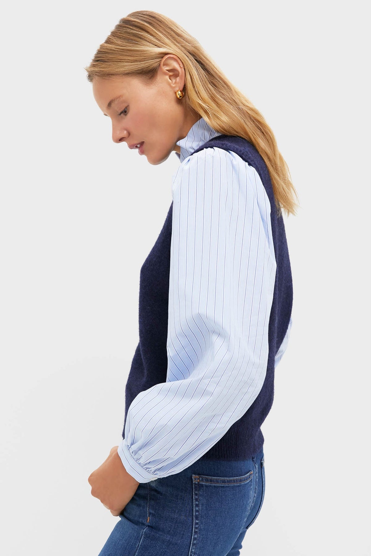 Navy Striped Ella Sweater Blouse