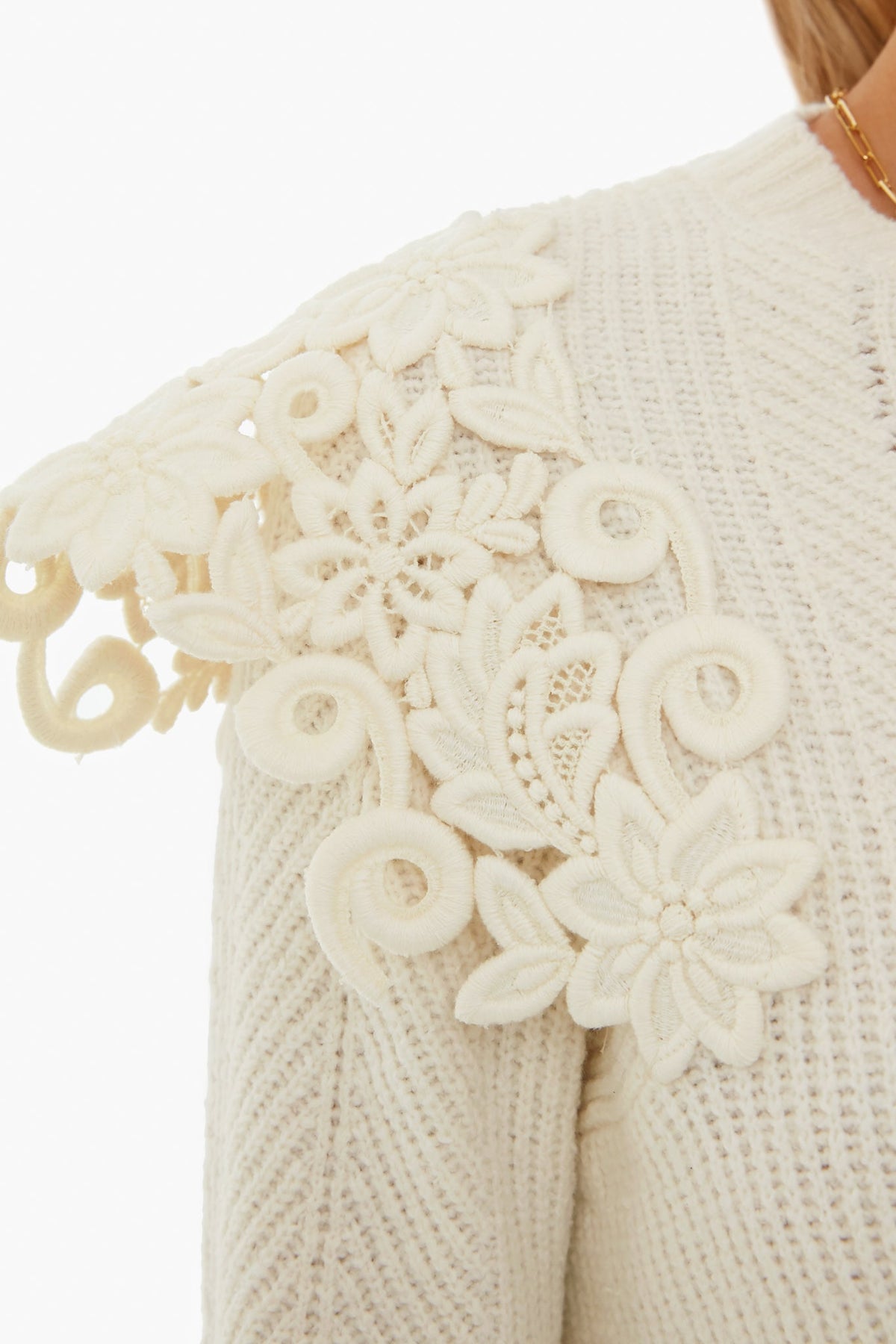 Ivory Zandra Longsleeve Knit with Lace