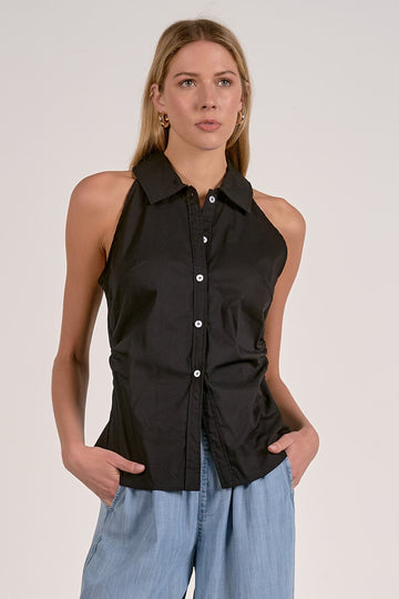 SLEEVELESS COLLAR TOP