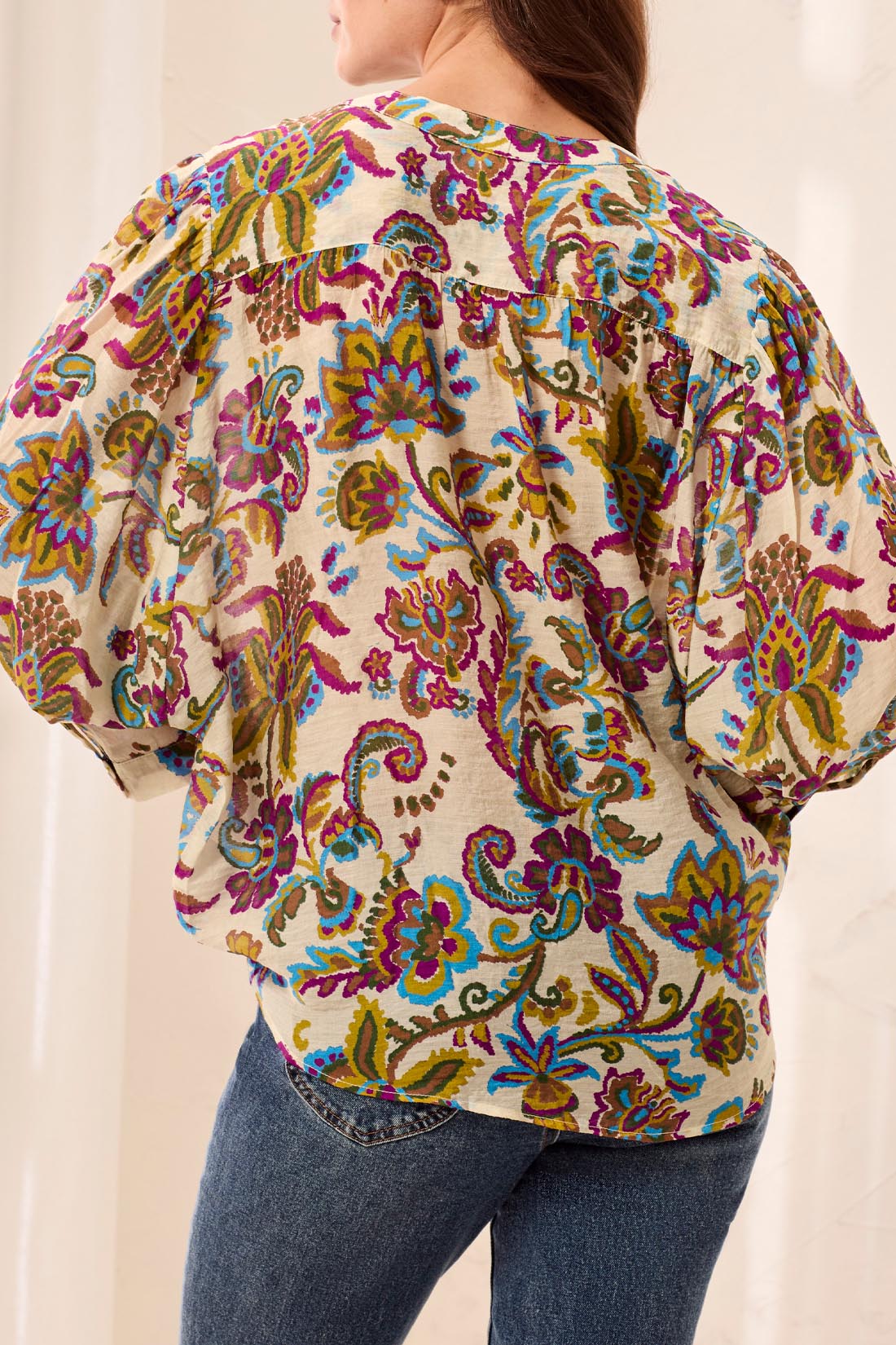 FLOWY DOLMAN SLEEVE BLOUSE