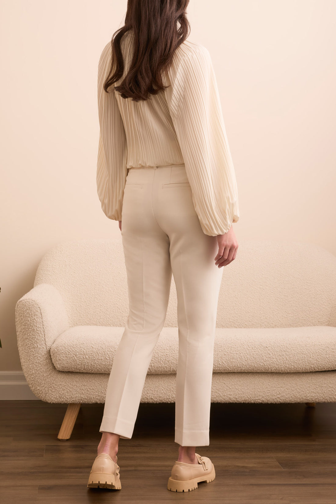 HIGH RISE FLY FRONT TROUSER WITH POCKETS